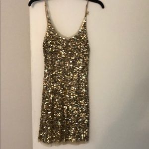 Gold sequin party dress